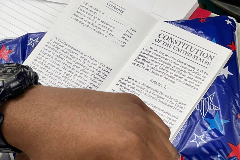 Each student received their own pocket Constitution.