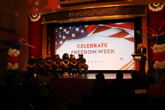 Bradford gives remarks to the future servicemembers.