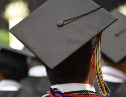 student wearing graduation cap